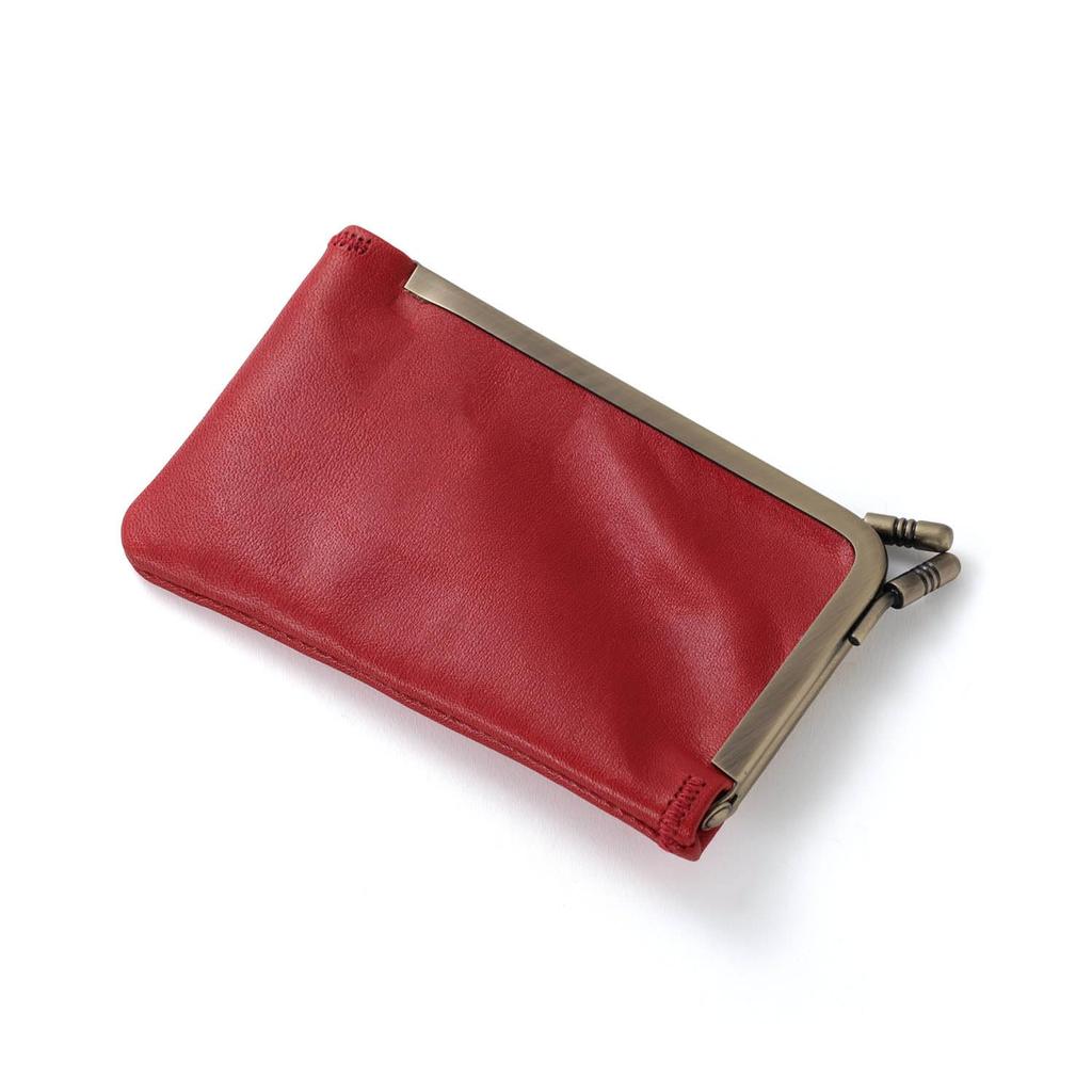 NARU Genuine Tochigi Leather Coin for Men and Pass Mini Popular Made in Japan Purse, Square, Women, Case, Wallet, Small, Stylish, Brand, (Red)