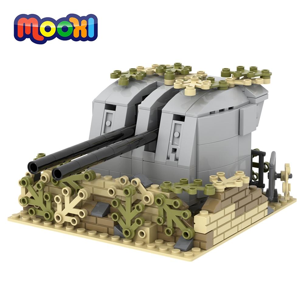 MOOXI Military Series 272Pcs MOC Bricks WW2 Battery Positions Wars Set Model Building Blocks Kids Toys For Children Gift MOC5087