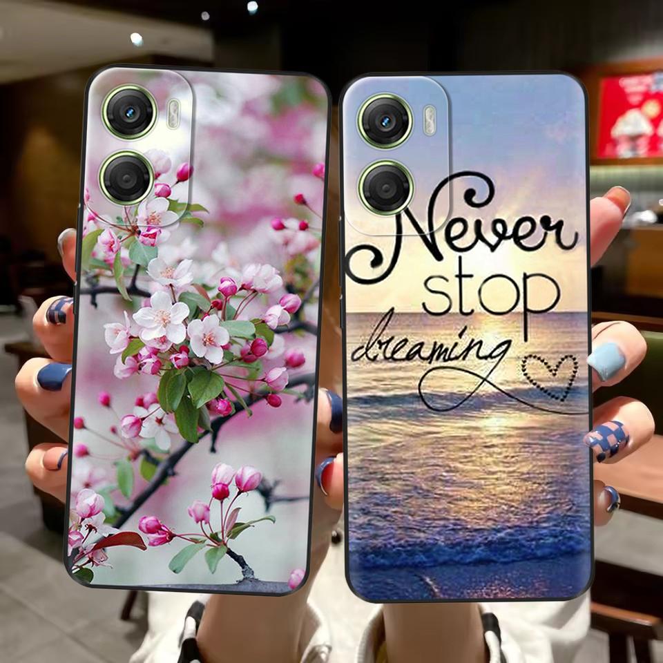 For Motorola Moto G06 4G Case Hot Flowers Painted Soft Black Silicone Phone Cases Bumper For Motorola Moto G06 4G Protect Cover