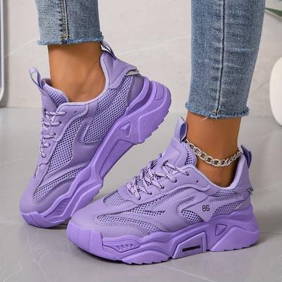 2025 Candy Color Mesh Pop Shoes Women's Thick Bottom Casual Sneakers Hundred Soft Bottom Breathable Running Shoes