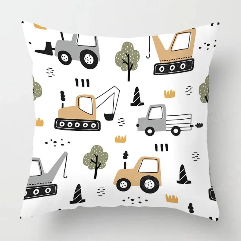 Cute Childlike Suitable for Children Type Square Cushion Cover Polyester Sofa Bedroom Living Room Pillowcase Decoration