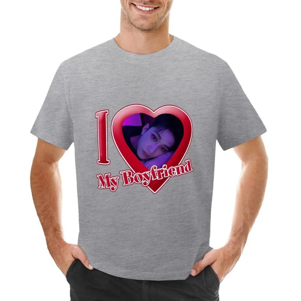 I love my boyfriend (bang chan) T-shirt sweat oversizeds blacks cute tops plain t shirts