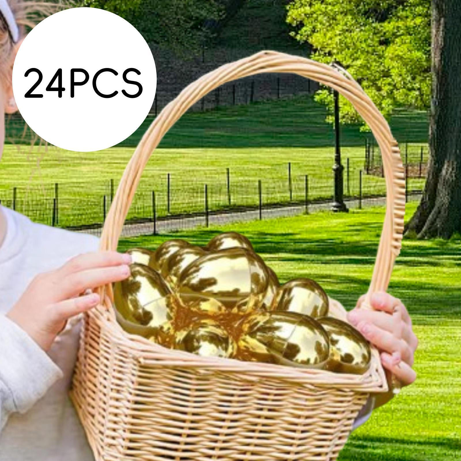 

Easter Egg Supplies with Fillable Golden Eggs for Classroom Rewards 24pcs