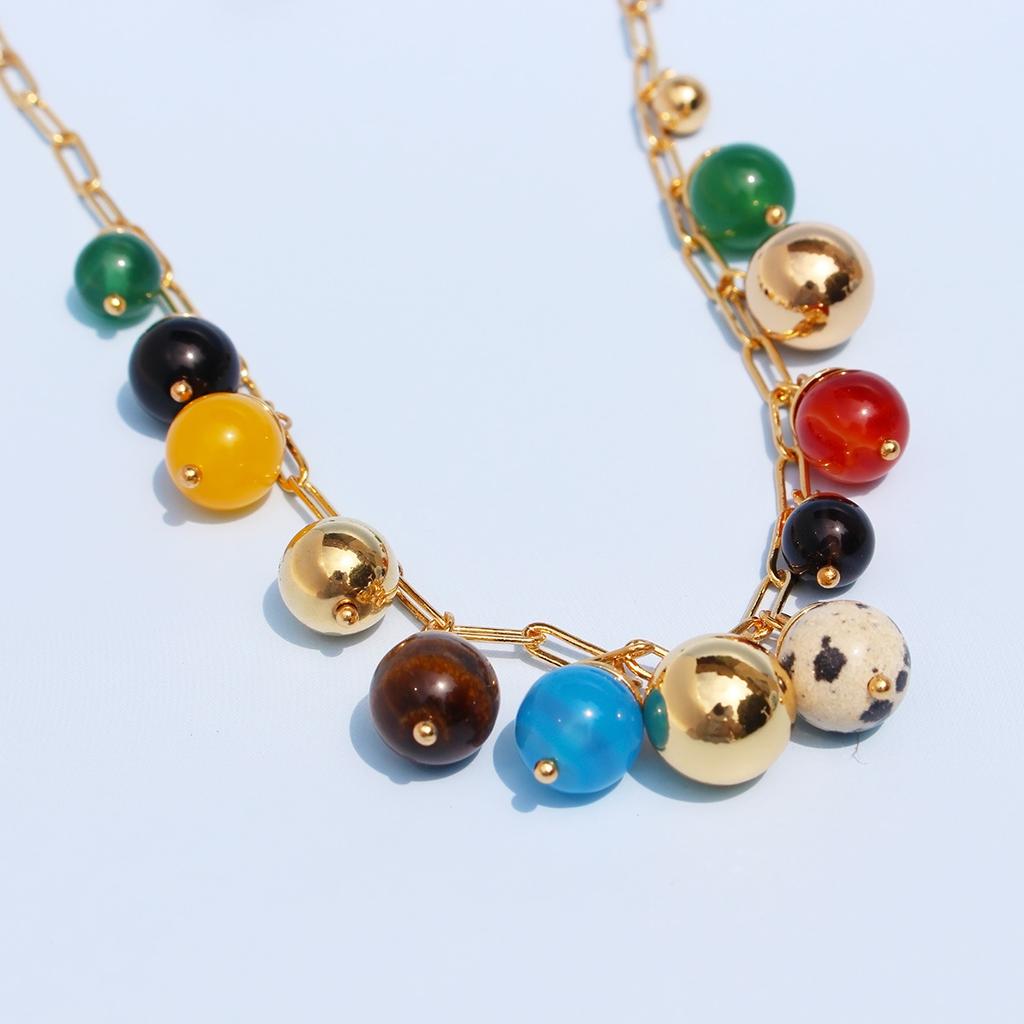 Summer Romantic Universe Series Lucky Necklace Niche Natural Stone Color Agate Premium Clavicle Chain Female 506