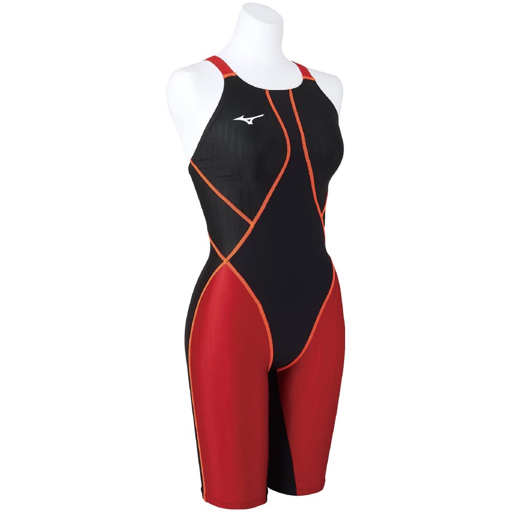 Mizuno N2MGA230 Size Black X Size L Women's One-Piece Swimsuit, 96 Red,