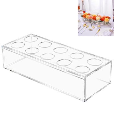 Şeffaf Akrilik Çiçek Vazosu 10/14/16 Delik Modern Düğün Partisi Yemek Masası Dekorasyonu Uzun Dikdörtgen Hidroponik Çiçek