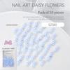 50 Pièces Mini Marguerites 3D Charms Nail Art Accessoires Fournitures de Décoration Manucure Matériaux Design Dos Plat Bijoux d'Ongle DIY