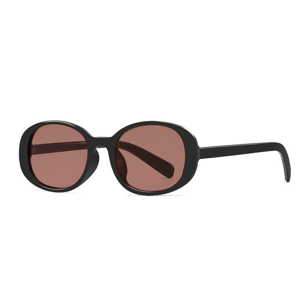 

Elliptical Vintage Sunglasses With Uv400 Protection For Outdoor Activities And Fashion Style Black Brown