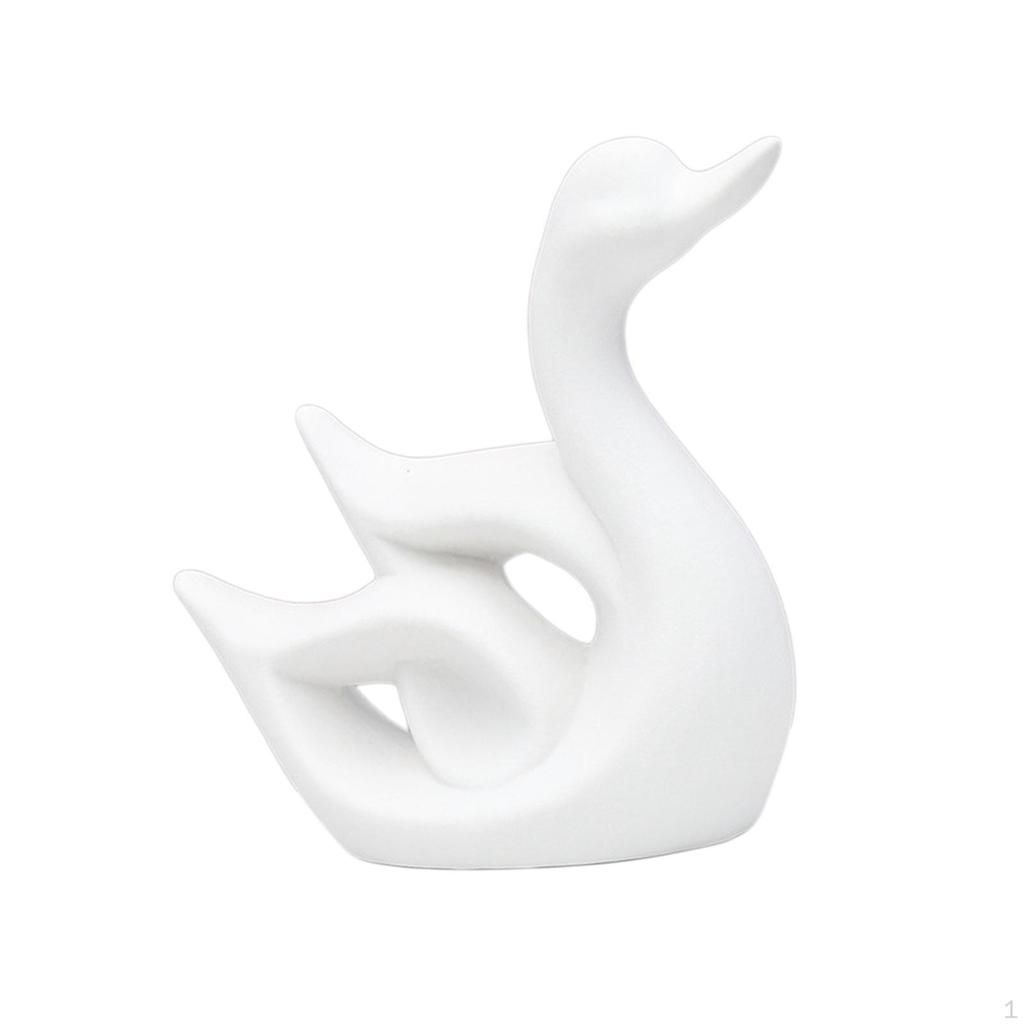 Ceramic Swan Figurines for Entryway Bookshelf Decoration