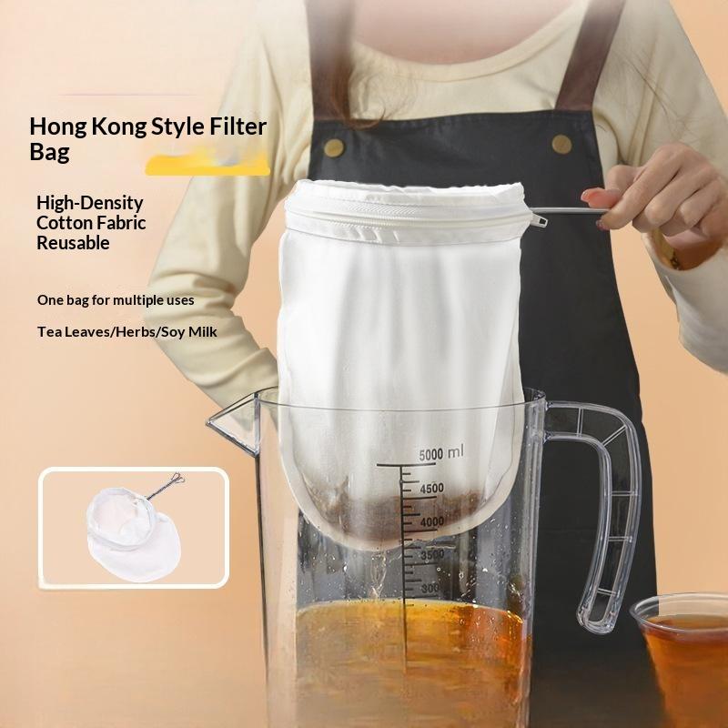 Filtro de Té Reutilizable de Algodón Fino con Mango Desmontable de Acero Inoxidable para Té con Leche Café Té de Frutas Cafetería Casera Preparación de Bebidas
