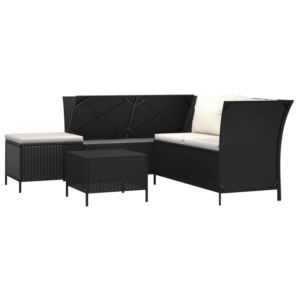 Vidaxl 4-Piece Lounge Set With Cushions, Poly Rattan