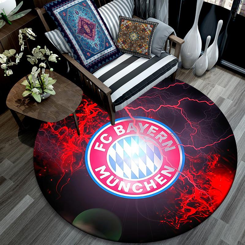 FC Bayern München Round Area Rug,Carpet Rug for Living Room Bedroom Sofa Playroom Decor,Non-slip Floor Mat