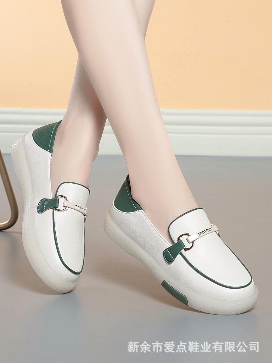 

Женские неглубокие кожаные туфли, туфли-лоферы на педалях для мамы, женские дышащие туфли Doudou на плоской подошве 35