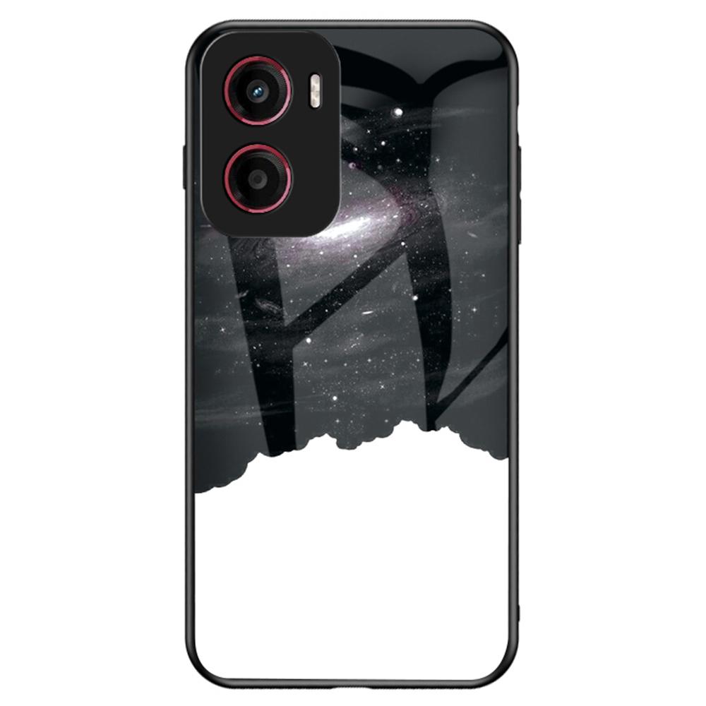 For Motorola Moto G05 4G Case Starry Sky Pattern Tempered Glass Phone Cover