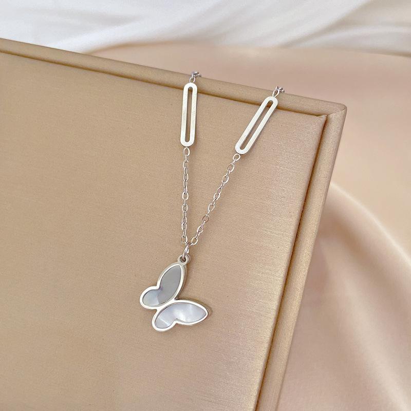 Fritillary Butterfly Personality Minimalist Wind Furnace Real Gold Necklace Female Collarbone Chain