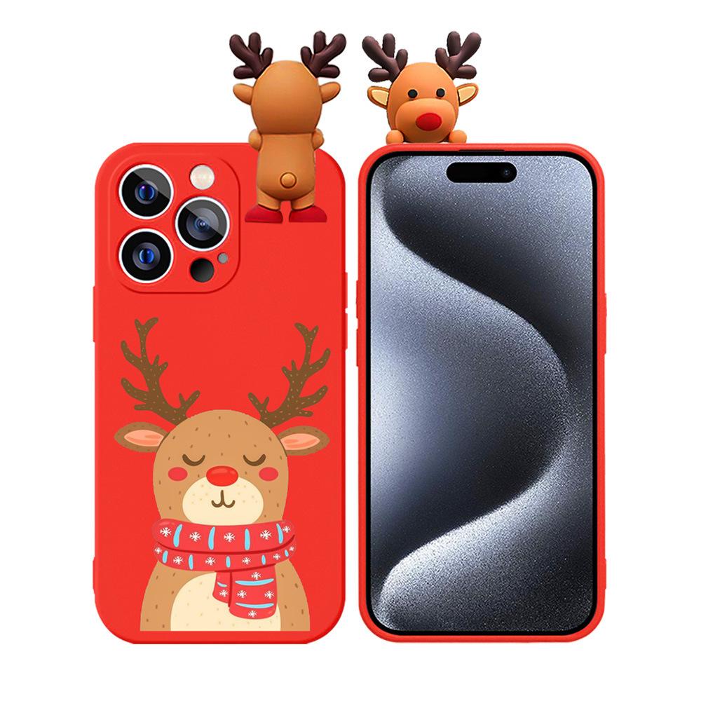 3D vianočný snehuliak kreslený jeleň Santa Claus puzdro na telefón pre iPhone 16 15 14 13 12 11 Pro Max 15 Pro 14 Plus XR nárazuvzdorný silikónový TPU kryt na telefón