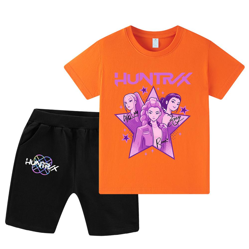 WA1209 Kids Boys Girls Kpop Rumi Zoey Mira Print Short Sleeves T-shirt Shorts Pants Sets