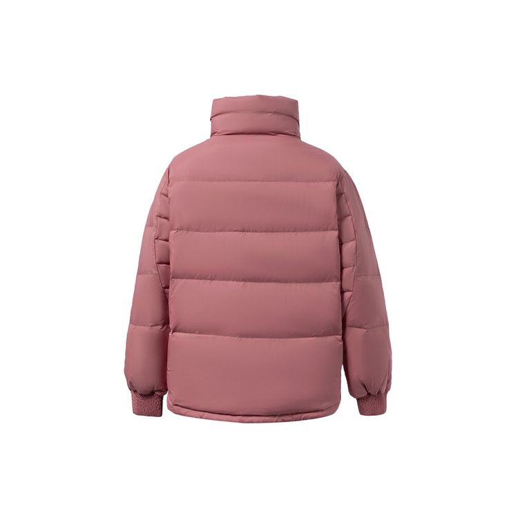 Li-Ning Fitness Series Solid Color Casual Loose Stand Collar Warm Down Jacket Women Outerwear Dusty-Rose AYMR154-7