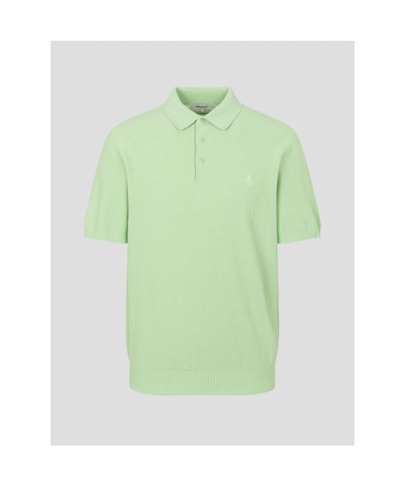 Binpolmen Cotton Silk Collared Neck Knit Apple Green