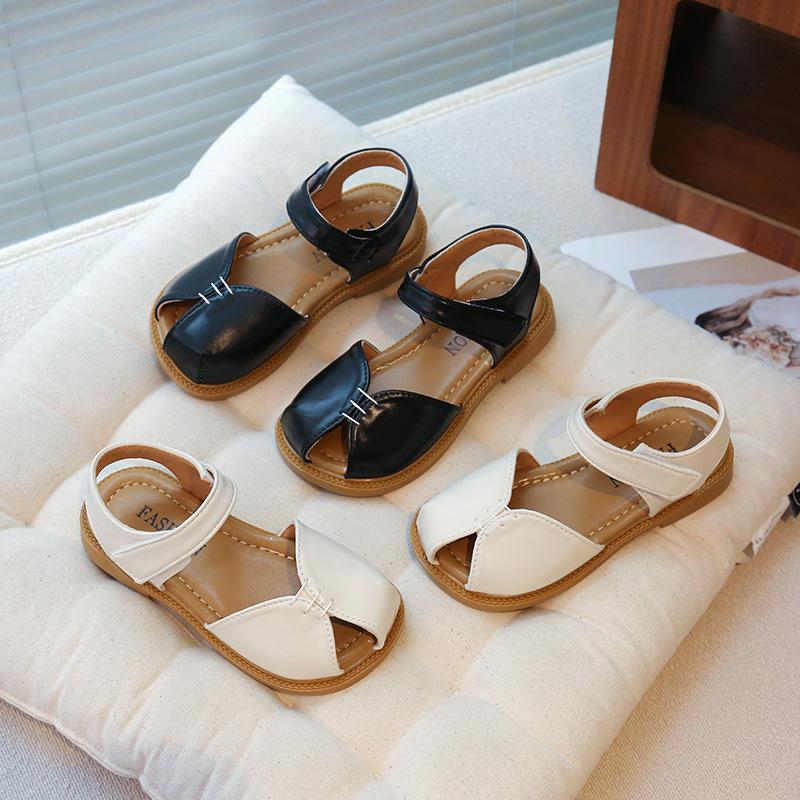 Girls sandals 2025 summer new children's fish mouth bag head little girl princess shoes soft sole breathable casual sandals