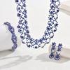 3pcs Women Jewelry Set Rhinestone Earrings Necklace Vracelet Wedding Party Accessories