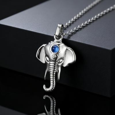 Fashion Unique Design Elephant Pendants Necklace Silver Color Stainless Steel Charm Necklace for Men Punk Chic Jewelry Gifts