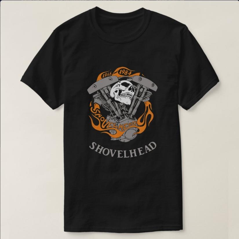 American Motorcycle HD Skull Shovelhead Vtwin Engine Biker TShirt 100 Cotton ONeck Short Sleeve Summer Casual Mens Tshirt S