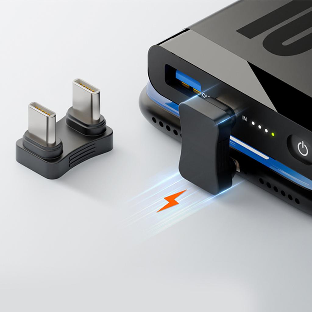 180 Degree Angled U Shape Type-C Adapter Male To Male Charger Adaptor PD 65W Charging for Phone Tablet Laptops