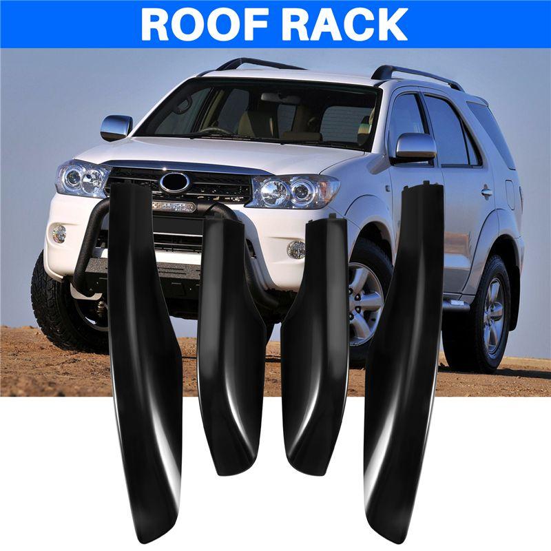 NEW-4PCS Black ABS Car Roof Luggage Rack Rail End Cover Shell Protector Fit For Toyota Fortuner 2004-2014