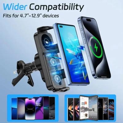 Fast Dual Coil Car Wireless Charger Station Magnet Foldable Cellphone Mount For Samsung Fold 5 4 3 W24 23 S24 S23 S22 Ultra