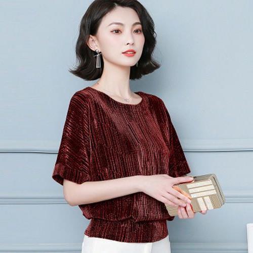 Plus Size Shine Women Blouses Glitter Loose Short Sleeve Shirt Tops Fashion Elegant Shiny Sequin Tunic Ladies Blouse