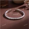 Peace & Joy Heart Sutra White Copper Silver Plated Retro Open Bracelet for Girlfriend