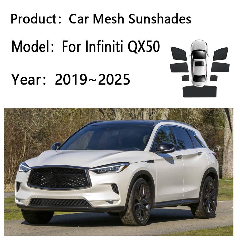 For Infiniti QX50 2019~2025 2024 Car Sunshades Anti UV Privacy Mesh Curtains Heat Insulation Sunscreen Visors Auto Accessories