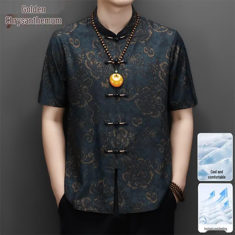 Men s Breathable Ice Silk Chinese Style Tang Suit Shirt 180