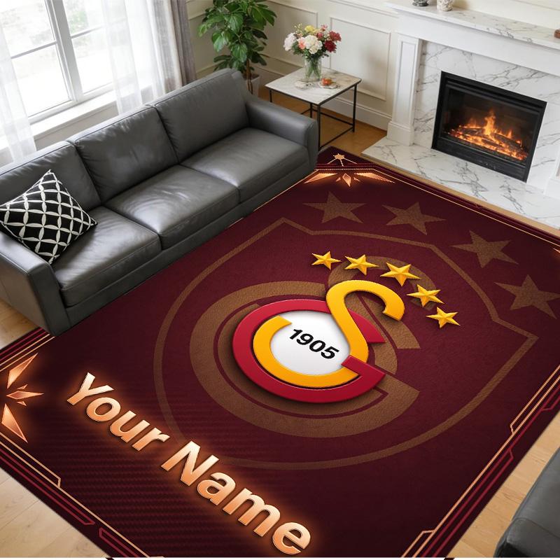 Crystal Velvet Rug Custom Name Text, Soft Non Slip Floor Mat Home DecorGalatasaray FC