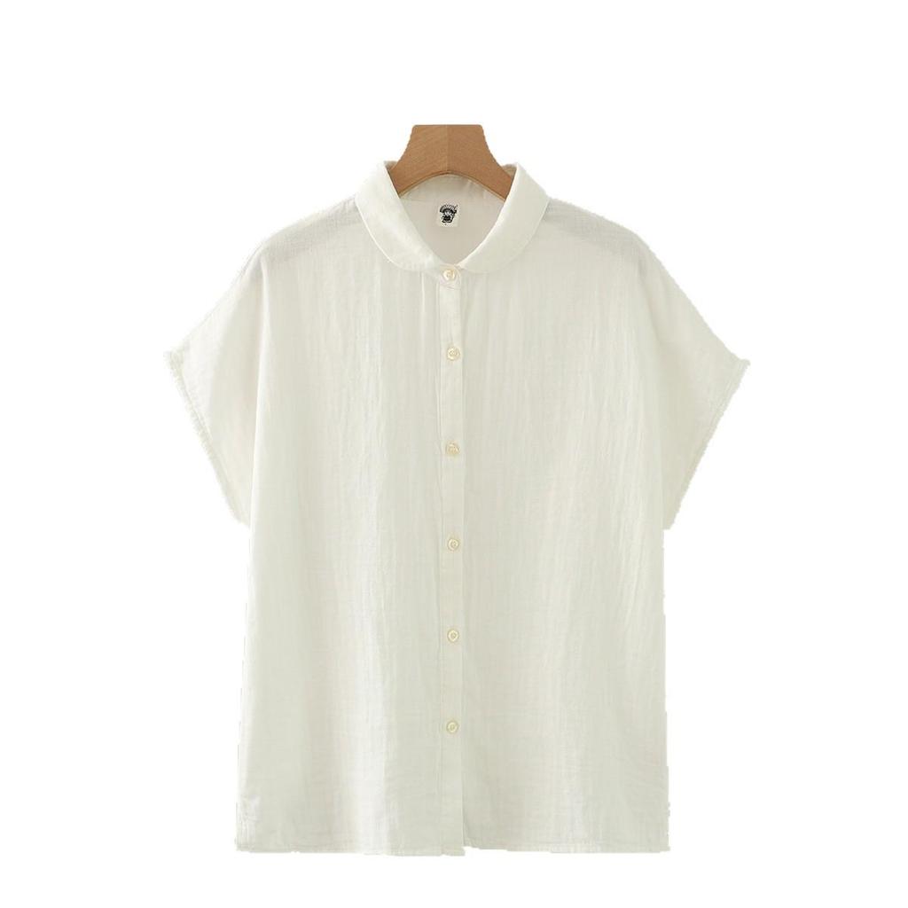 Japanese Minimalist Yuanbao Collar Double Layer Cotton Gauze Sleeveless Women's Shirt