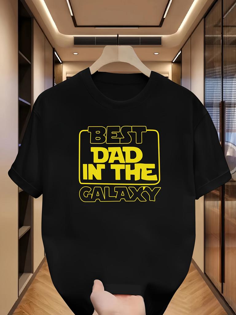 Mens Summer 100 Cotton T Shirt Printed with The Galaxys Best Dad Pattern The Best Fathers Day Gift for Boyfriends Father
