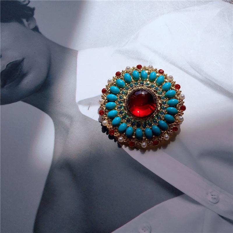 Creative Retro Baroque Style Gemstone Brooch Luxury Palace Party For Women Clothing Accessories Brooches Holiday Gifts