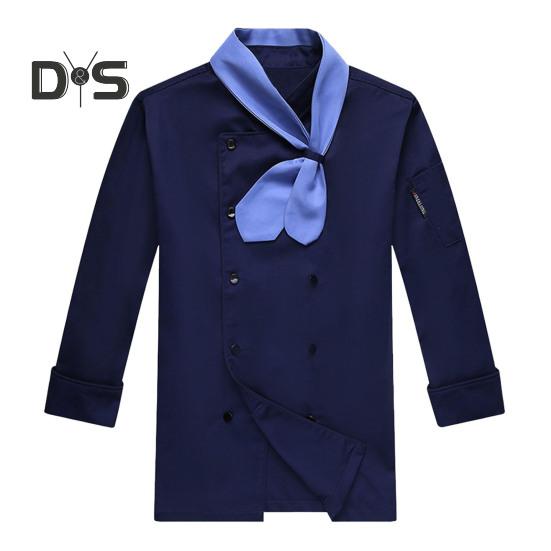 

Униформа повара с галстуком-шарфом, двубортная, с пуговицами, воротником-стойкой, длинными рукавами, женская и мужская, рубашка повара, рабочая одежда M