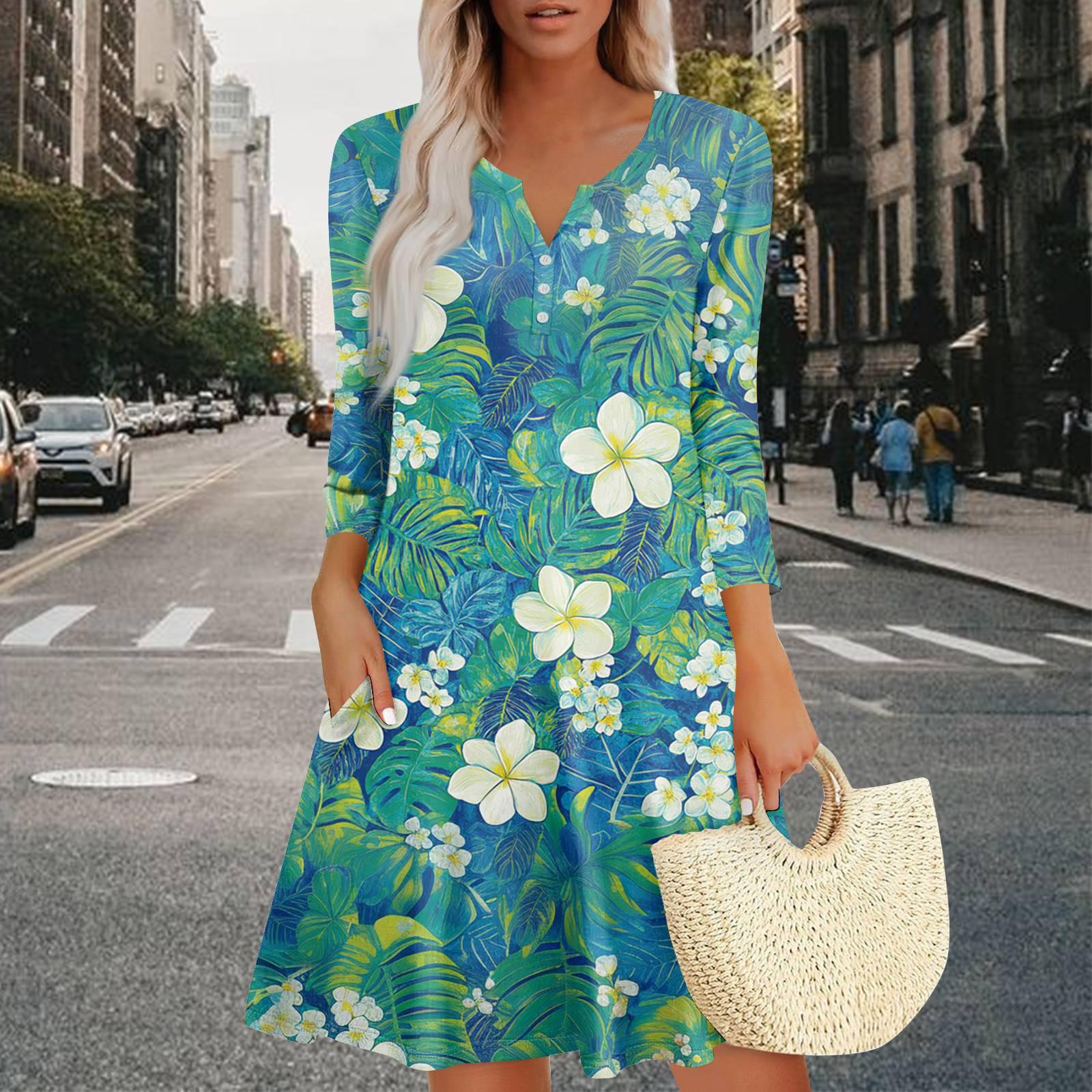 

Женское летнее платье, свободное платье с V-образным вырезом, рукавом три четверти и карманами XL арбуз красный