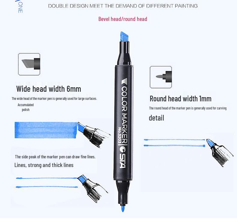 Sta 3203 Double-Ended Quick-Drying Oil-Based Marker Pen Set for Student Art & Indoor Design