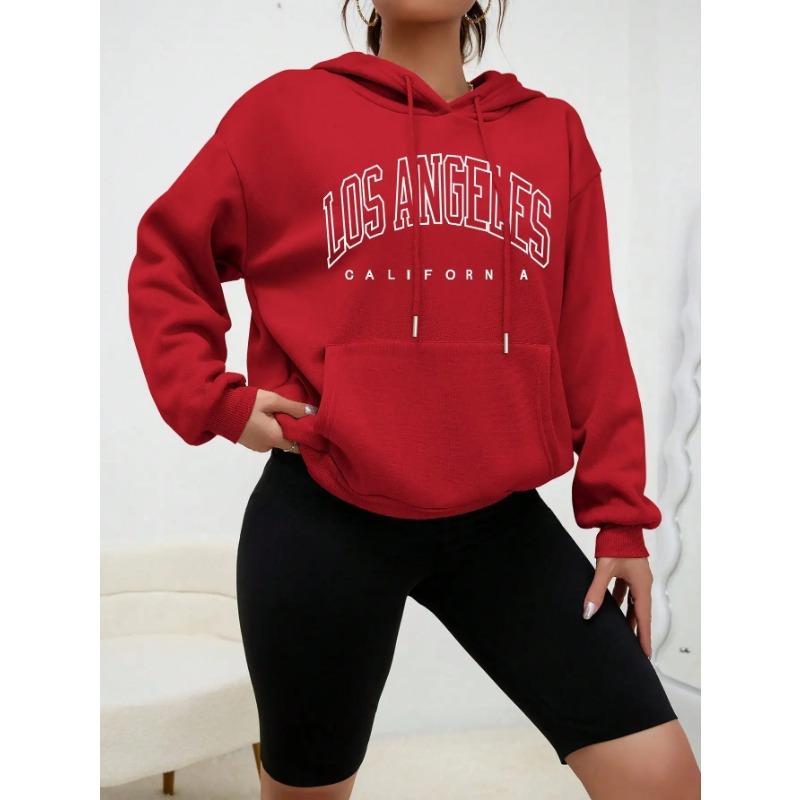 Los Angeles Art Letter Design Women Hoodies American Style Casual Hoody Autumn Hip Hop Female Hoodie Casual Fleece Clothing