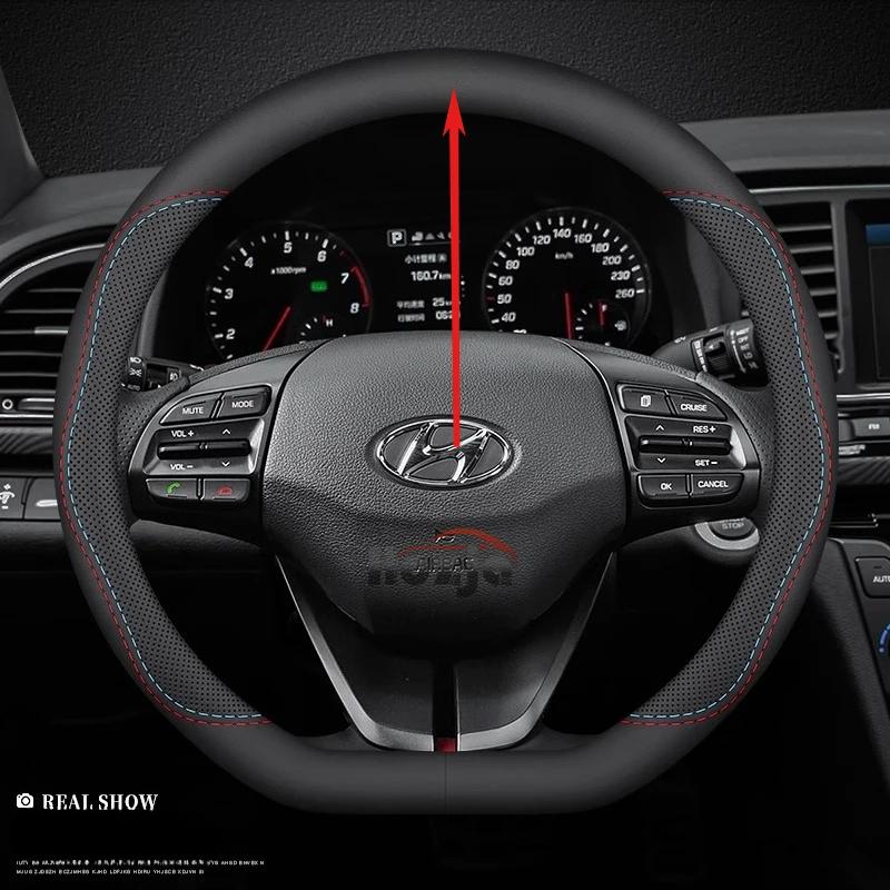 Auto Lederlenkradabdeckung für Hyundai i20 i30 Elantra KONA N Line 2013 - 2019 2020 2021 2022 2023 2024 2025 Zubehör
