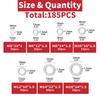 185pcs Aluminum Flat Washer Assortment Kit Aluminum Flat Washers M5 M6 M8 M10 M12 M14 M16 Washer Flat Ring Gasket Rings