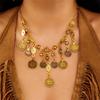 Collana con Nappe e Monete Bohémien Vintage da Donna Catena in Metallo Color Oro Catena Statement per la Clavicola Collare Stile Etnico Gioielli