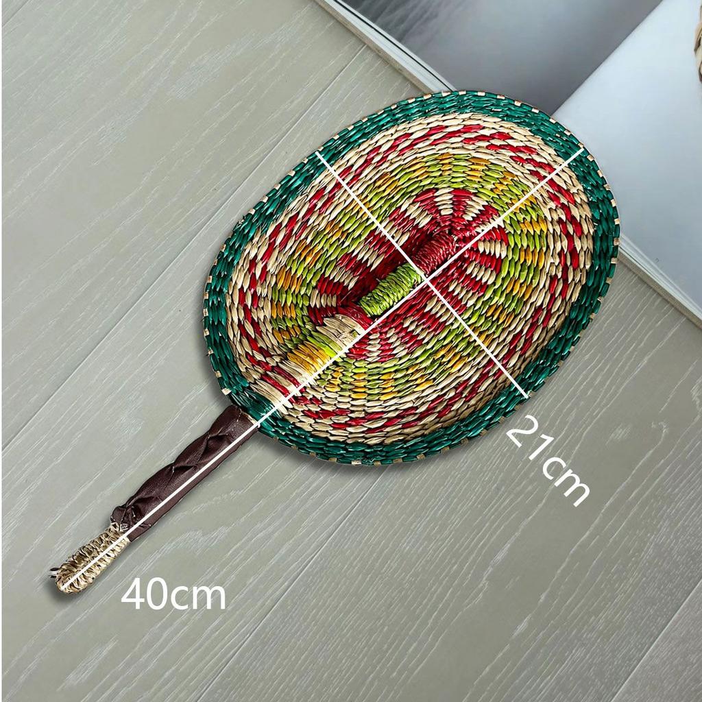 Vietnam Imports Hand Woven Seaweed Fan Oval Dopamine Daily Ins Style African Element Decoration Homestay Summer