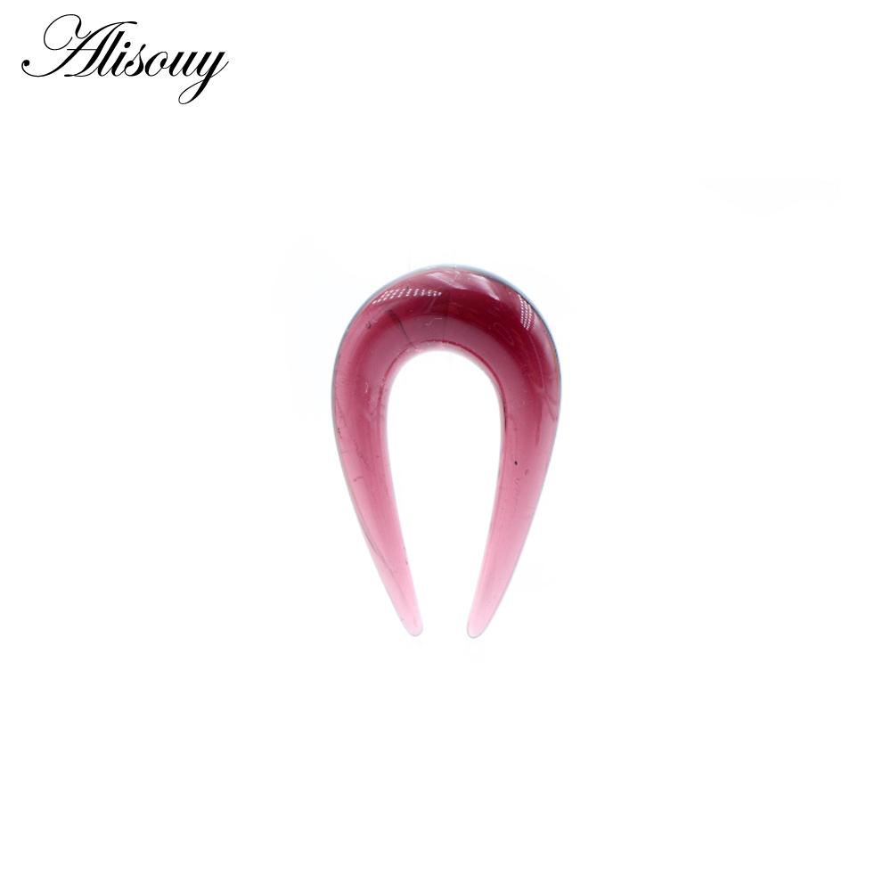 Alisouy 2PCS 6-10mm U-shaped Glass Ear Clip Weight Plugs Stretcher Expander Tunnels Tapers Guages Earrings Body Piercing Jewelry