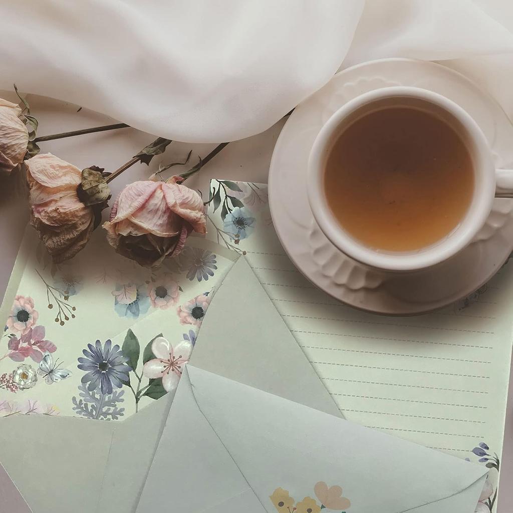 SCStyle Stationary Paper and Envelopes Set Contain 48Sheets Writing Paper 5.9X7.7Inch+24 Pcs A6 Cute Envelopes 4x6Inch with Water-Based