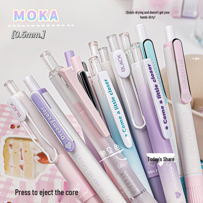 High-Value Smooth Push-Button Double-Bead Quick-Dry 0.5mm Black Exam Pen Set