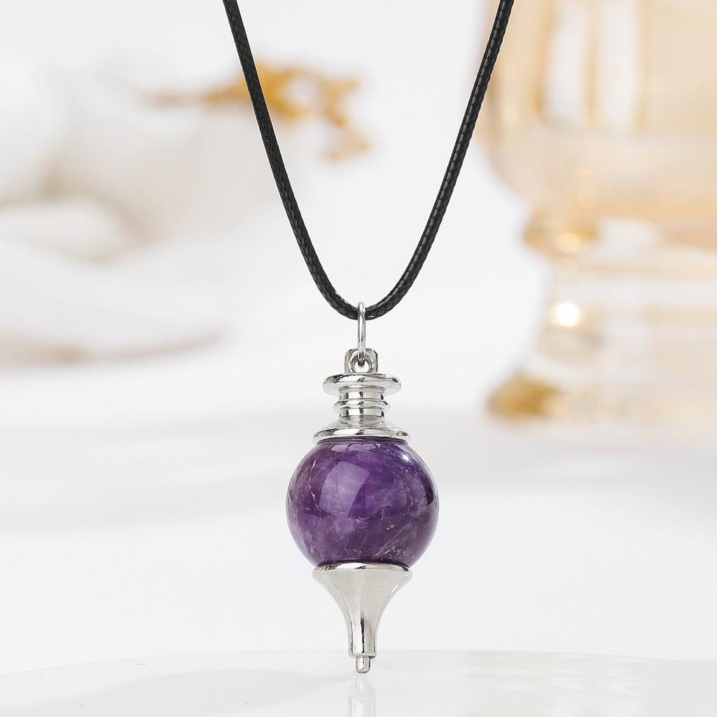 Natural crystal pendant, amethyst, spherical spirit pendant, Bohemian necklace, jewelry